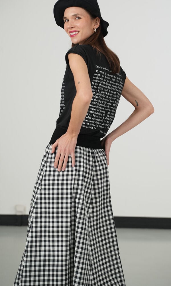 black cotton gingham skirt